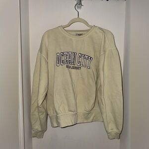 Ocean City New Jersey Crewneck Sweatshirt - Pale Yellow